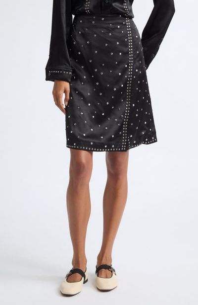 Wales Bonner Wales Bonner Cosmic Studded Faux Wrap Satin Midi Skirt