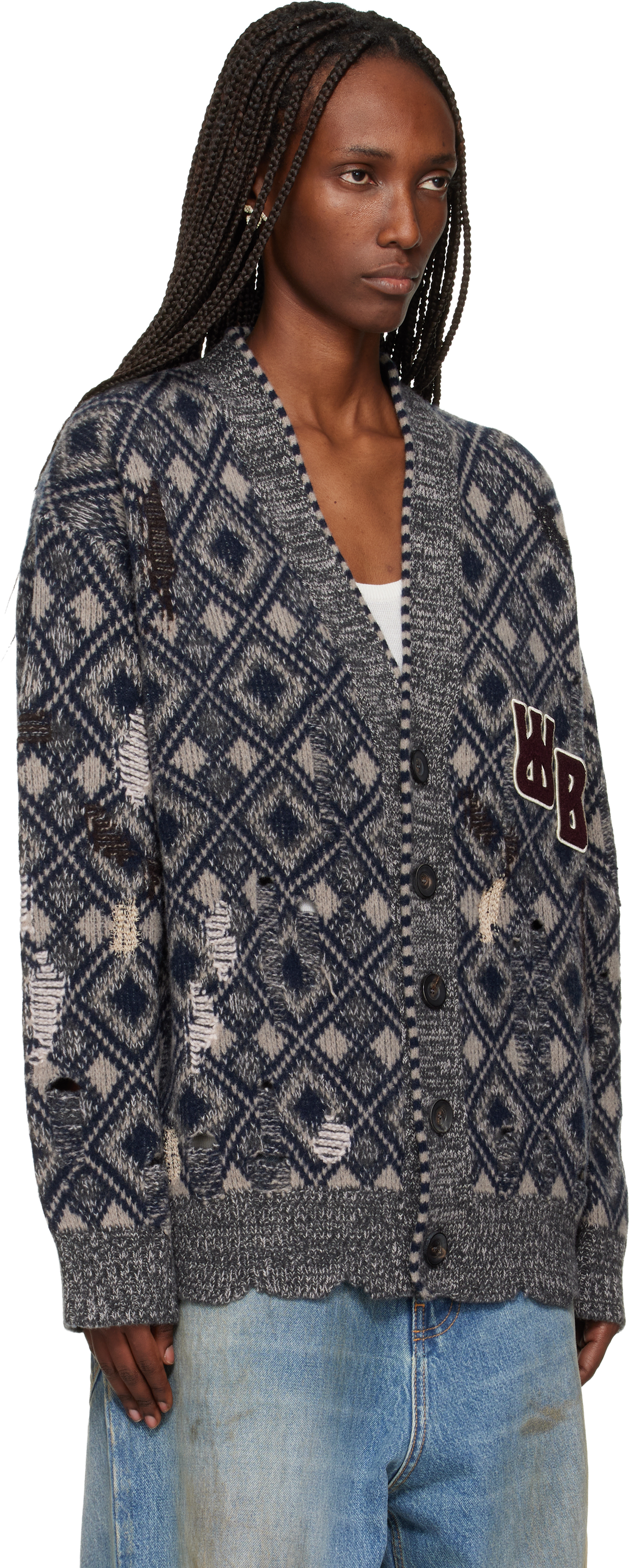Wales Bonner - Gray 'The Sibling' Cardigan