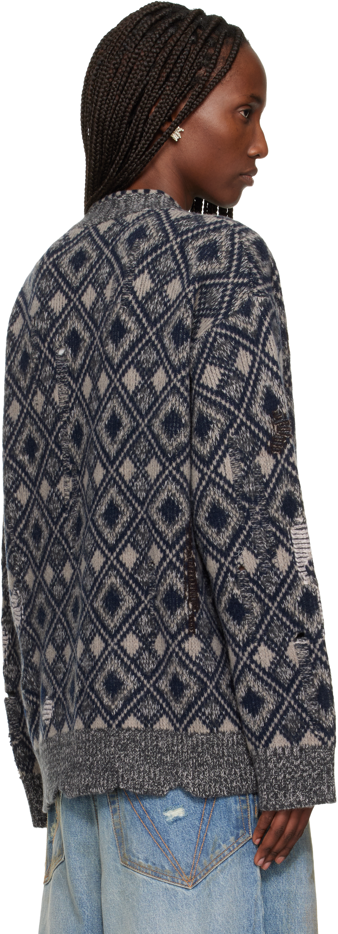 Wales Bonner - Gray 'The Sibling' Cardigan