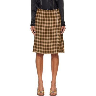Wales Bonner Wales Bonner Khaki Cosmic Midi Skirt