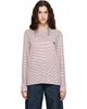 Wales Bonner Wales Bonner Off-White & Burgundy Linen Stripe Jersey Hour T-shirt - 1