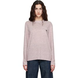 Wales Bonner Wales Bonner Off-White & Burgundy Linen Stripe Jersey Hour T-shirt