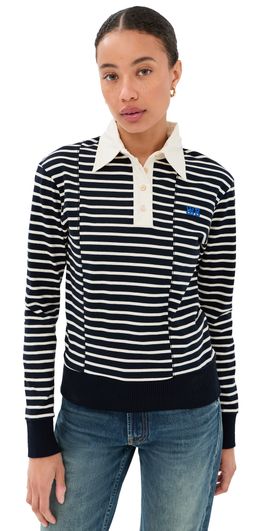 Wales Bonner Wales Bonner Reflect Polo Top Navy/Ivory