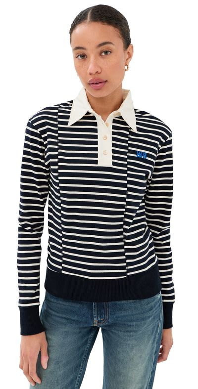 Wales Bonner Wales Bonner Reflect Polo Top Navy/Ivory