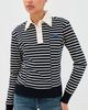 Wales Bonner Wales Bonner Reflect Polo Top Navy/Ivory - 2