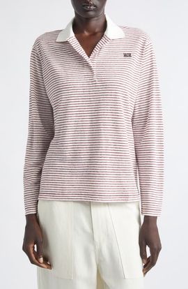 Wales Bonner Wales Bonner Trust Stripe Linen & Cotton Jersey Polo