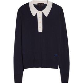 Wales Bonner Wales Bonner x John Smedley Two-Tone Long Sleeve Merino Wool Polo Sweater