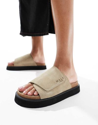 WALK LONDON Walk London Barca Velcro Mule in stone-Neutral