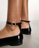 WALK LONDON Walk London Bella ankle strap ballerina flat in black leather - 3