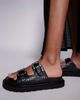 WALK LONDON Walk London Budapest double strap sandals in black embossed leather - 1