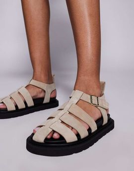 WALK LONDON Walk London Budapest fisherman sandal in stone suede-Neutral