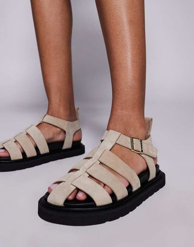 WALK LONDON Walk London Budapest fisherman sandal in stone suede-Neutral