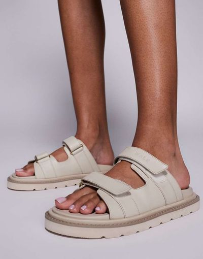 WALK LONDON Walk London Budapest velcro mules in off-white leather