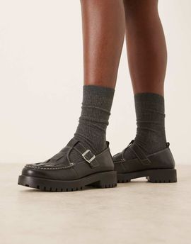WALK LONDON Walk London Clara woven loafers in black leather