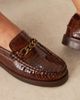 WALK LONDON Walk London Dalston chain loafers in tan embossed leather-Brown - 2