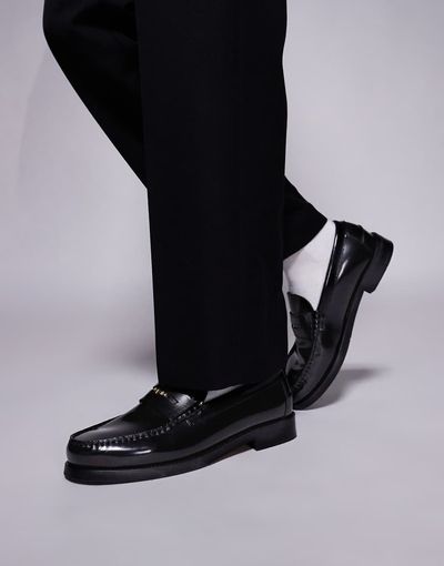 WALK LONDON Walk London Dalston penny loafers in black smooth leather