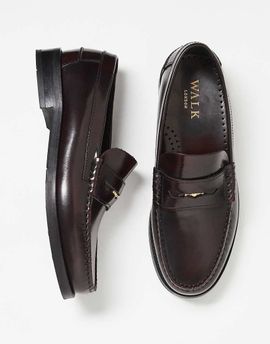 WALK LONDON Walk London Dalston penny loafers in deep burgundy-Red