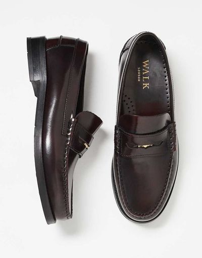 WALK LONDON Walk London Dalston penny loafers in deep burgundy-Red