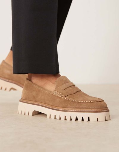 WALK LONDON Walk London Hopper saddle loafers in tan suede-Brown