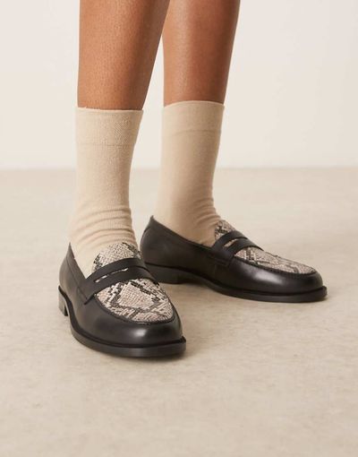 WALK LONDON Walk London Rhea Saddle loafers in snake print-Multi