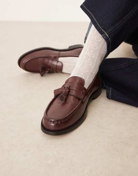 WALK LONDON Walk London Rhea tassel loafers in cherry liqueur-Red