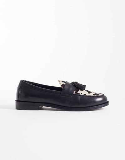 WALK LONDON Walk London Rhea tassel loafers in cow print-Multi