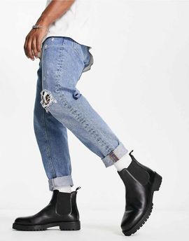 WALK LONDON Walk London sean chunky chelsea boots in black leather