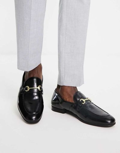 WALK LONDON Walk London terry snaffle loafers in black leather