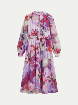 Wallis Wallis Floral Print Organza Midi Shirt Dress