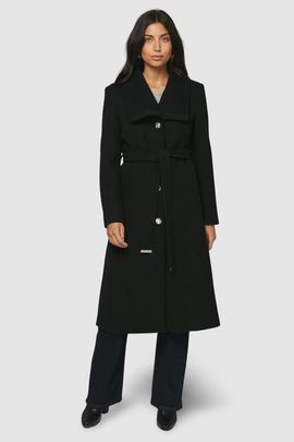 Wallis Wallis Knitted Collar Button Through Wrap Coat