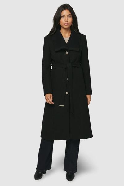 Wallis Wallis Knitted Collar Button Through Wrap Coat