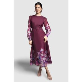 Wallis Wallis Organza Floral Print Belted Midi Dress