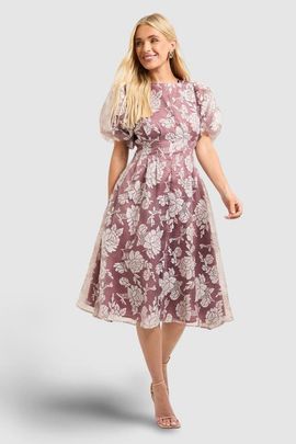 Wallis Wallis Petite Floral Puff Sleeve Midi Dress