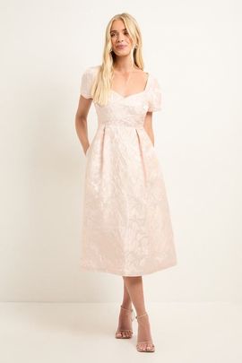 Wallis Wallis Petite Jacquard Seam Detail Midi Dress