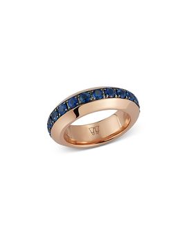 Walters Faith Walters Faith 18K Rose Gold Grant Blue Sapphire Angled Ring, 2.56 tcw
