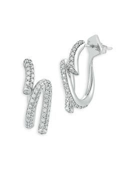 Walters Faith Walters Faith 18K White Gold Diamond Duet Thoby Spiral Earrings