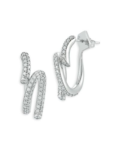 Walters Faith Walters Faith 18K White Gold Diamond Duet Thoby Spiral Earrings