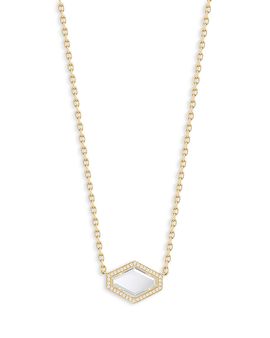 Walters Faith Walters Faith 18K Yellow Gold Diamond & Rock Crystal Bell Hexagon Pendant Necklace, 16