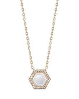 Walters Faith Walters Faith 18K Yellow Gold Diamond & Rock Crystal Bell Hexagonal Pendant Necklace, 17