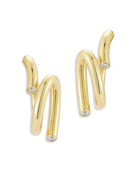 Walters Faith Walters Faith 18K Yellow Gold Diamond Duet Thoby Spiral Earrings