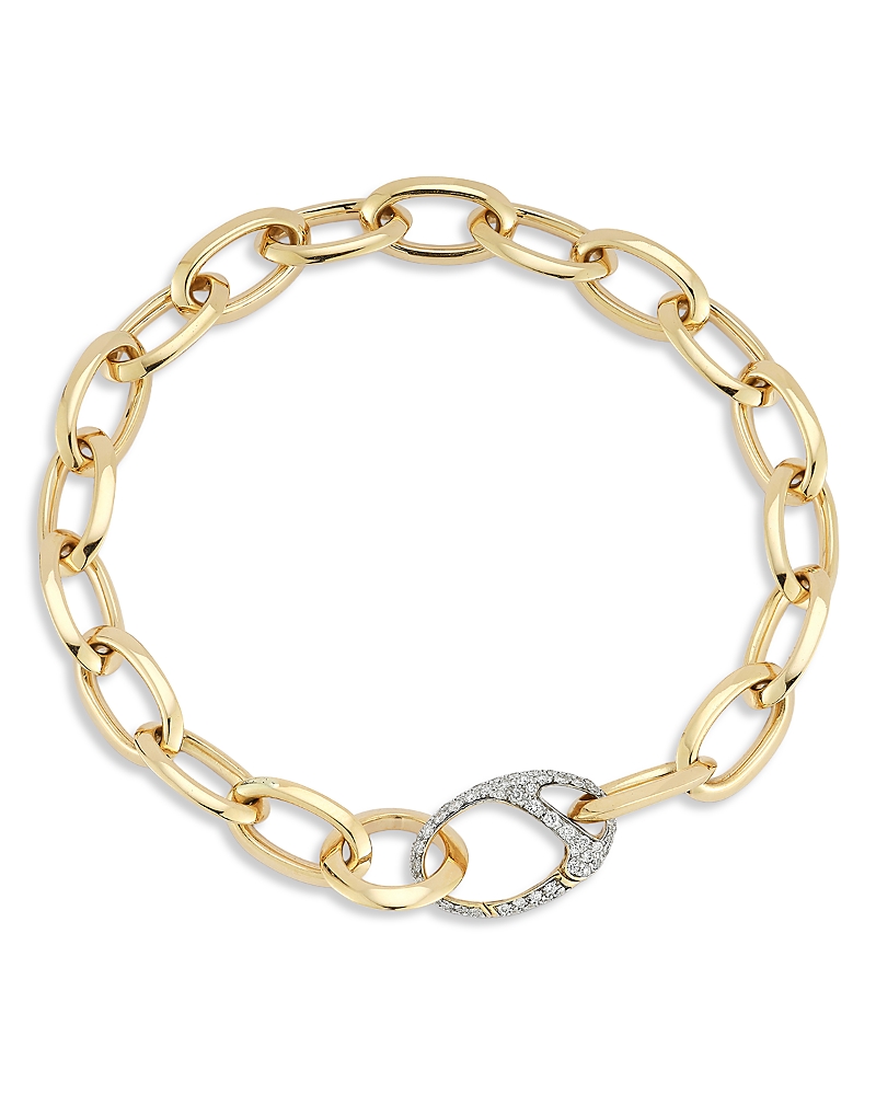 Walters Faith Walters Faith 18K Yellow Gold Diamond Garnett Oval Chain Link Bracelet