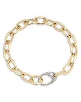 Walters Faith Walters Faith 18K Yellow Gold Diamond Garnett Oval Chain Link Bracelet