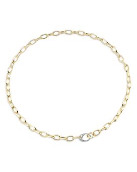 Walters Faith Walters Faith 18K Yellow Gold Diamond Garnett Small Oval Link Necklace, 20