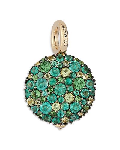 Walters Faith Walters Faith 18K Yellow Gold Green Emerald Oc X Wf Medium Pebble Charm