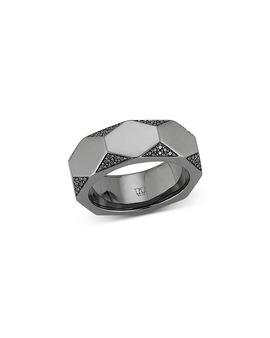 Walters Faith Walters Faith Men's 18K Black Gold Black Diamond Quentin Faceted Hexagon Band Ring