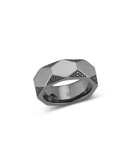 Walters Faith Walters Faith Men's 18K Black Gold Quentin Black Diamond Pave Hexagon Band