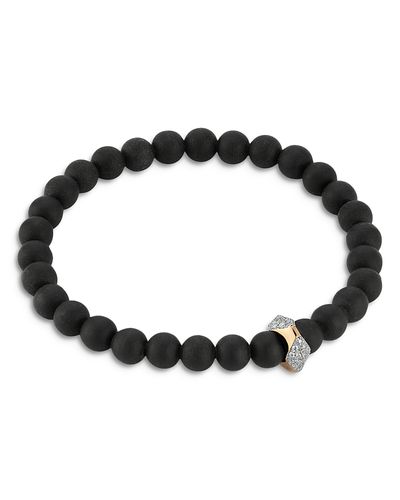 Walters Faith Walters Faith Men's 18K Rose Gold Onyx & Diamond Origami Beaded Bracelet
