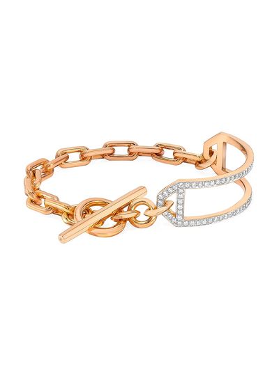 Walters Faith Women's Saxon 18K Rose Gold & Diamond Side Cuff Chain Link Bracelet