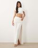 Wanderdoll Wanderdoll Athena sculpting second skin draped detailing maxi skirt with slit in white - part of a set - 1