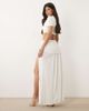 Wanderdoll Wanderdoll Athena sculpting second skin draped detailing maxi skirt with slit in white - part of a set - 3